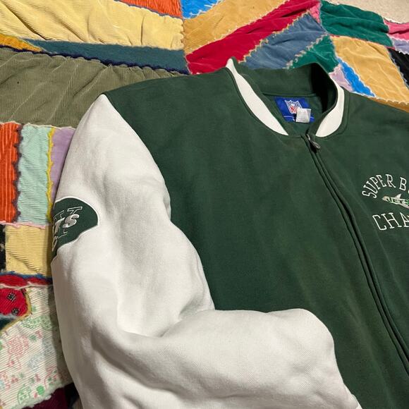 New York Jets REEBOK Super Bowl Champs Green Varsity Jacket XL - Picture 4 of 8